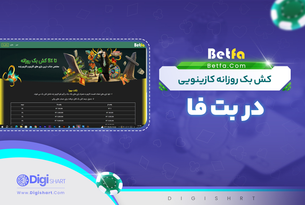 کش بک روزانه کازینویی در بت فا