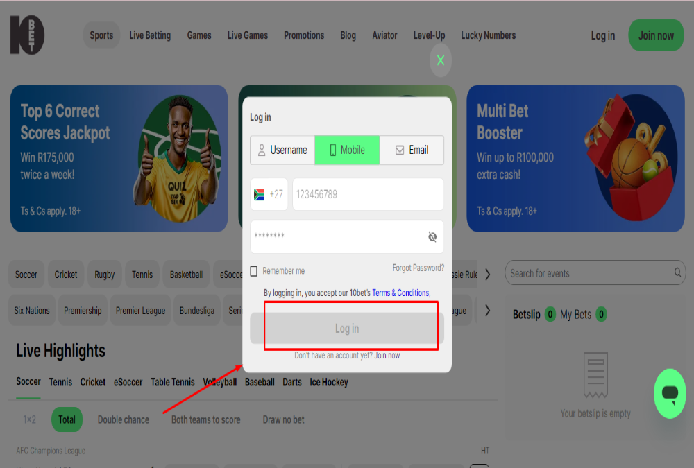 ثبت نام در سایت 10bet