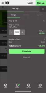نحوه شارژ حساب در 10bet