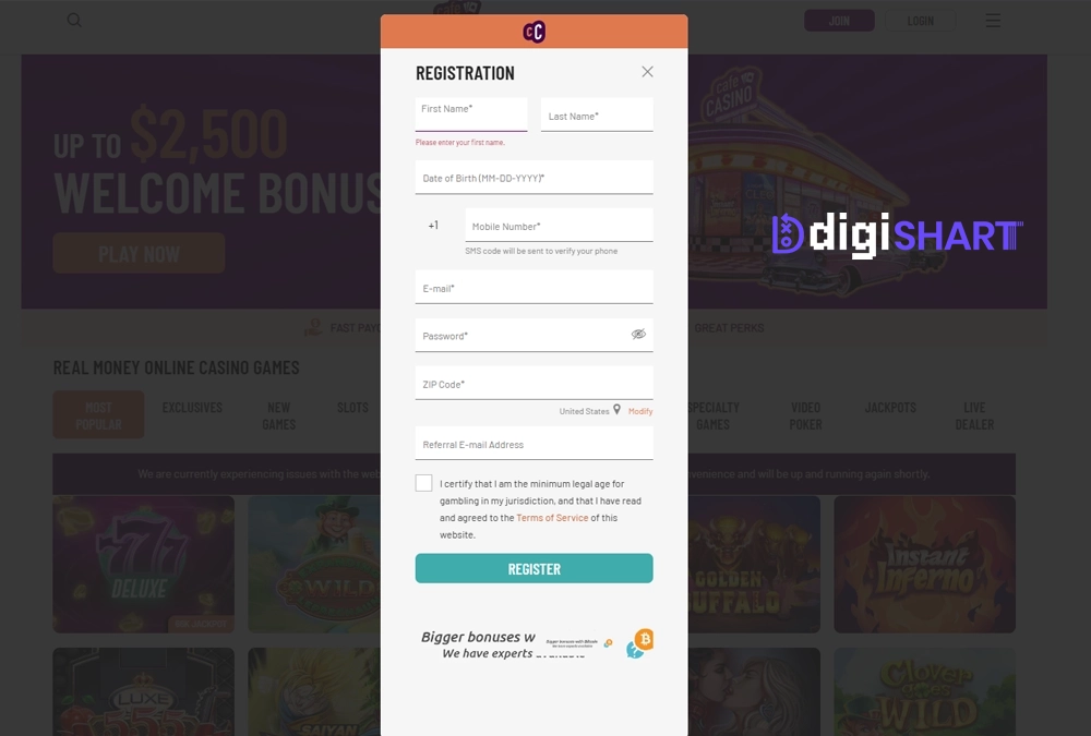 ثبت نام و ورود در سایت کافه کازینو Cafe Casino - دیجی شرط ثبت نام و ورود در سایت کافه کازینو Cafe Casino