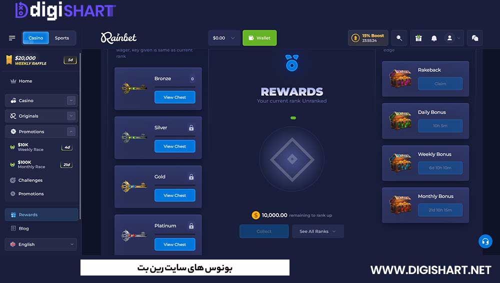 بونوس های سایت رین بت