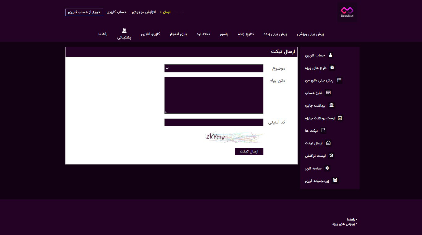 پشتیبانی سایت بوس بازی