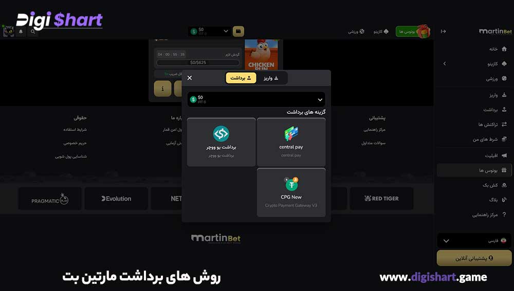 روش های برداشت مارتین بت