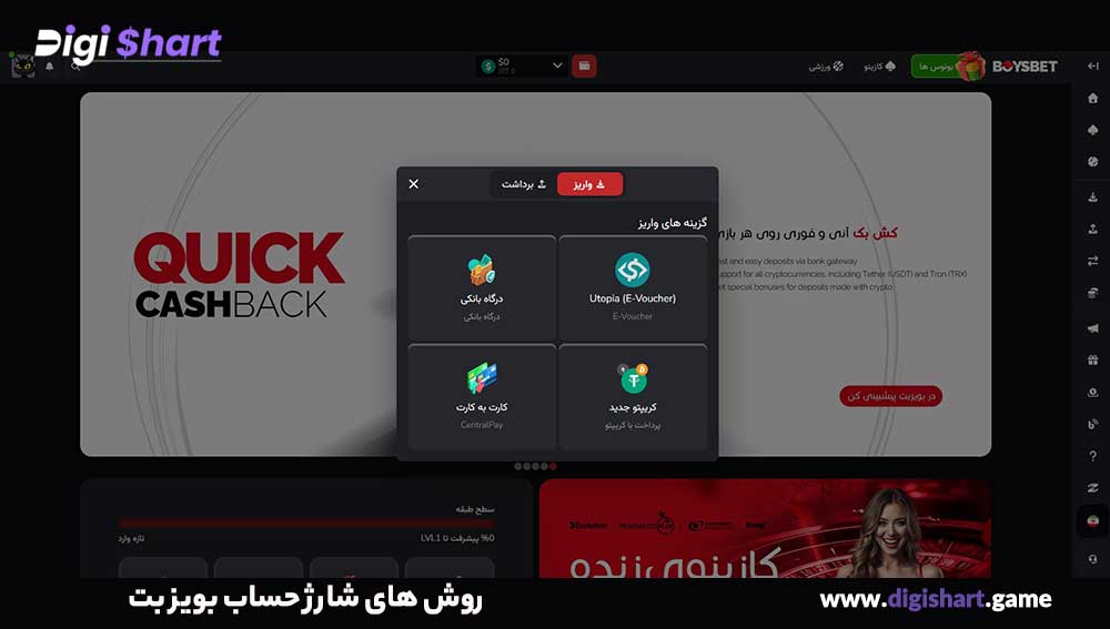 روش های شارژ حساب بویز بت