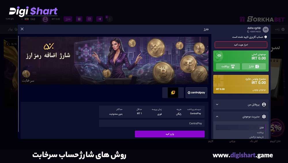 روش های شارژ حساب سرخابت - دیجی شرط روش های شارژ حساب سرخابت