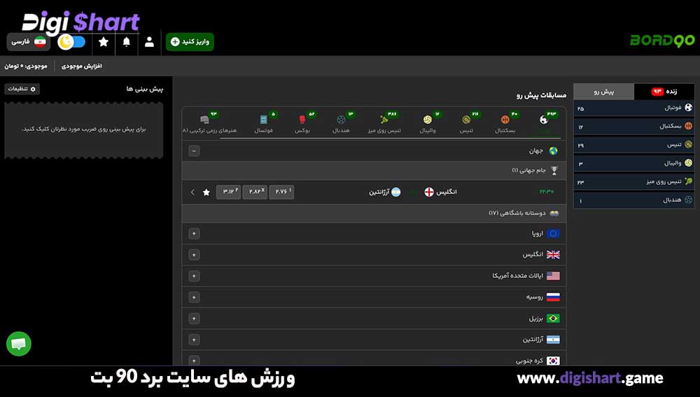 ورزش های سایت برد ۹۰ بت - دیجی شرط ورزش های سایت برد ۹۰ بت